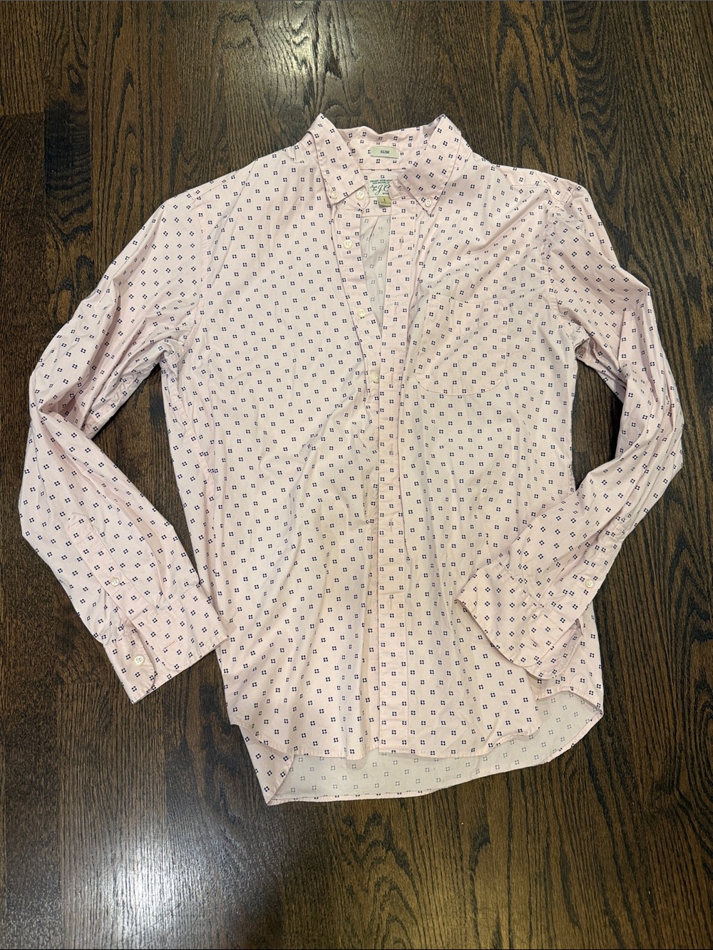 Men’s large j.crew Kid Pink Button-Up Shirt with Geometric Print